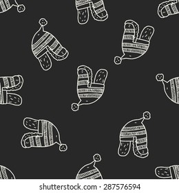 winter hat doodle seamless pattern background
