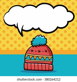 winter hat doodle, speech bubble