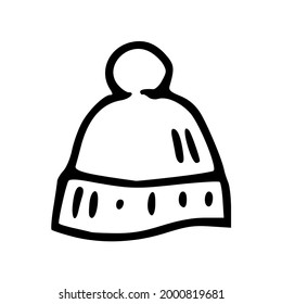 A winter hat drawn by hand with a black outline