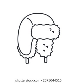 Winter hat with ear flaps for men vector icon isolated on a white background.