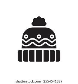 Winter Hat Filled Icon Vector Illustration