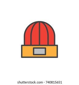 Winter hat filled outline icon, line vector sign, linear colorful pictogram isolated on white. Symbol, logo illustration. Pixel perfect vector graphics