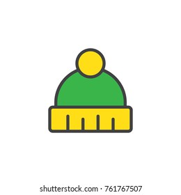 Winter hat filled outline icon, line vector sign, linear colorful pictogram isolated on white. Symbol, logo illustration. Pixel perfect vector graphics