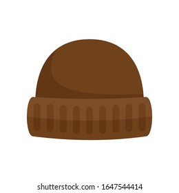 Winter Hat flat icon. Vector Winter Hat in flat style isolated on white background. Element for web, game and advertising
