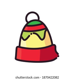 Winter hat flat style icon design of Cloth season cold textile fashion warm accessory new year merry christmas and celebration theme Vector illustration