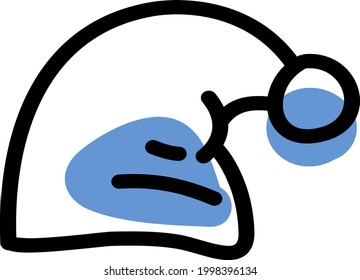 Winter hat with fluffy ball, illustration, on a white background.