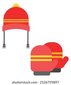 winter hat and gloves mockup illustration