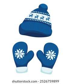 winter hat and gloves mockup illustration