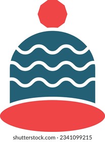 Winter Hat Glyph Two Color Icon For Personal And Commercial Use.
