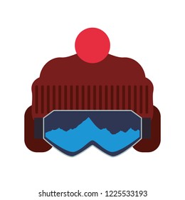 winter hat and goggles clothes icon