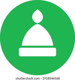 Winter hat in a green circle, illustration, vector on white background.