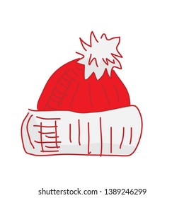 Winter hat hand drawn doodle vector illustration