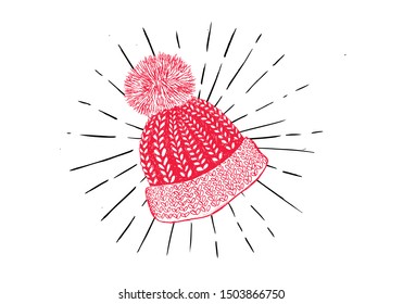 Winter hat hand drawn illustration.
