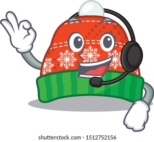 Winter hat with headphone cartoon