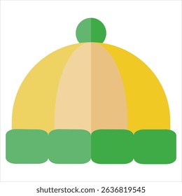 Winter hat icon in color fill. Flat Style. Isolated on White Background