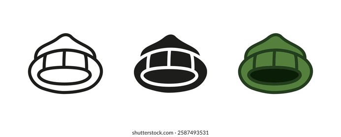 Winter hat icon. Cozy warm clothing symbol. Cold weather clothes vector illustration. Fashionable headwear sign. Knitted wool hat pictogram. Seasonal outdoor comfort clothing concept.