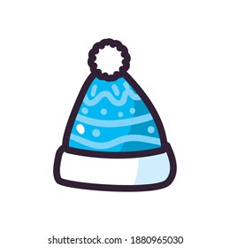 Winter hat icon design of Cloth season cold textile fashion warm accessory new year merry christmas and celebration theme Vector illustration