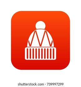 Winter hat icon digital red for any design isolated on white vector illustration