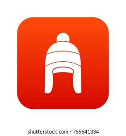 Winter hat icon digital red for any design isolated on white vector illustration