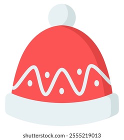Winter hat icon in flat design isolated on white background.