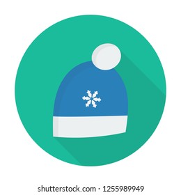 Winter hat icon in flat style with long shadow,isolated vector illustration on white transparent background. Santa hat. Christmas hat