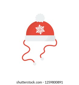 winter hat icon in flat style isolated vector illustration on white transparent background. Christmas hat icon vector