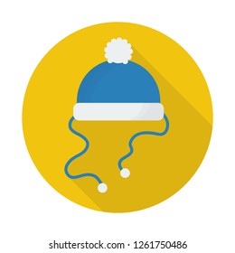 winter hat icon in flat style with long shadow,isolated vector illustration on white transparent background.