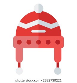 Winter hat icon in flat style. Suitable for logo, web, graphic design, illustration, sticker, books, etc.