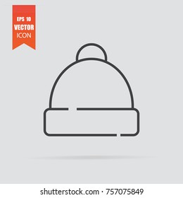 Winter hat icon in flat style isolated on grey background. For your design, logo. Vector illustration.