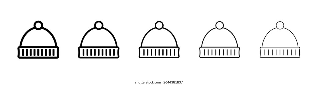 Winter hat icon graphic set. trendy stroke line style