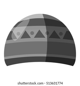 Winter hat icon. Gray monochrome illustration of winter hat icon for web