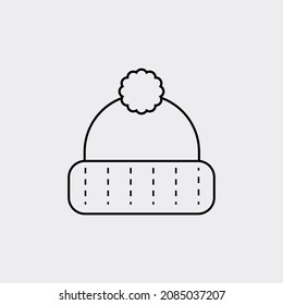Winter hat icon. Headwear vector in simple flat design, outline.