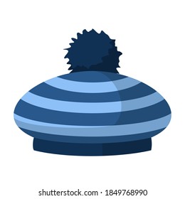 Winter hat icon isolated on white background. Knitting headwear and cap for cold weather. Outdoor clothing. Vector illustration