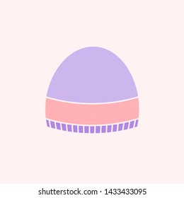 Winter hat icon. Isolated warm knitted headgear. Vector illustration in a flat style for web design, mobile app.