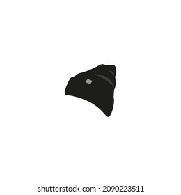 Winterhutsymbol. Wintermütze geknetet. Vektorgrafik