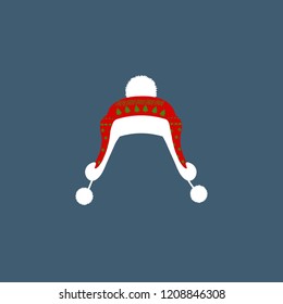 Winter hat icon. Knitted Woolen winter cap. Winter seasoncard for presents, invitation, children room decor, interior design. 