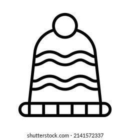 Winter Hat Icon. Line Art Style Design Isolated On White Background