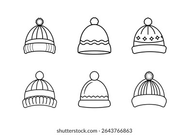 winter hat icon line art vector illustration