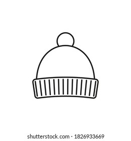 Winter hat icon. Line style. Vector illustration.