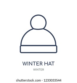 Winter hat icon. Winter hat linear symbol design from winter collection. Simple outline element vector illustration on white background