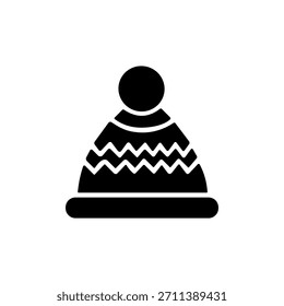 Icono de sombrero de invierno o logotipo aislado signo símbolo Ilustración vectorial - iconos de vector de estilo negro de alta calidad