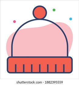 Icono de sombrero de invierno, icono de línea navideña y Año Nuevo de estilo moderno, símbolos de vacaciones de invierno aislados