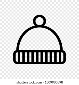 Winter hat icon on transparent grid