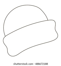 Winter hat icon in outline style isolated on white background. Accessory symbol vector illustration