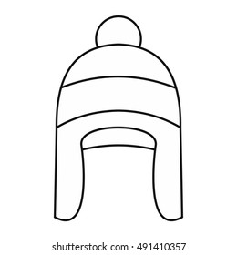 Winter hat icon in outline style on a white background vector illustration