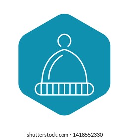Winter hat icon. Outline winter hat vector icon for web design isolated on white background