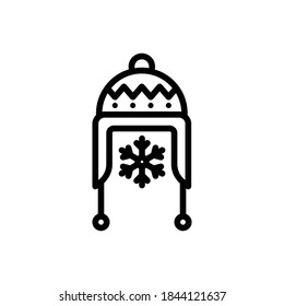 Winter Hat (Winter) icon outline vector. Isolated on white background