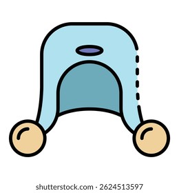 Winter hat icon. Outline winter hat vector icon color flat isolated