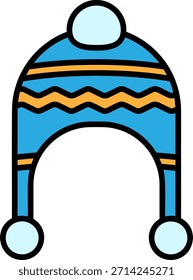 Icono de sombrero de invierno con pompones y aletas de oreja