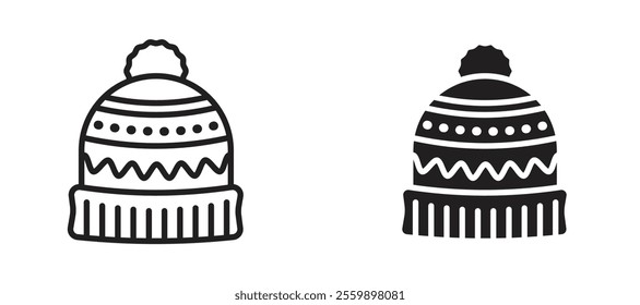 Winter hat Icon set in black color for ui designs